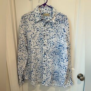 Stylish Blue and White Patterned Men's Shirt